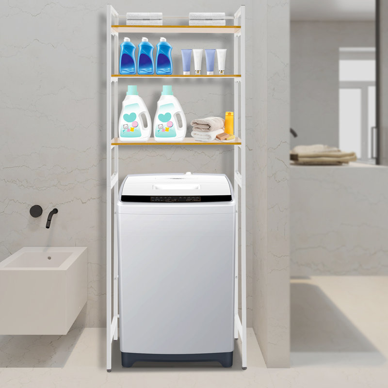 Étagère de salle de bain Hidemasa, Blanc / Naturel