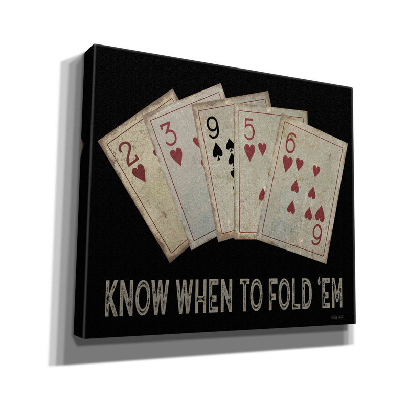«Know When to Fold 'em» par Cindy Jacobs, estampe numérique sur toile, 16 po x 12 po, H 26 po x l 30 po x P 1,5 po