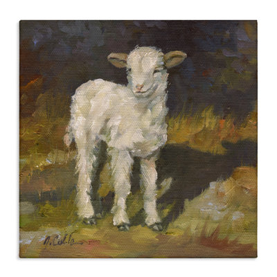«Soft and Sweet Baby Lamb and Shadow Oil Peinture» par Jerry Cable
