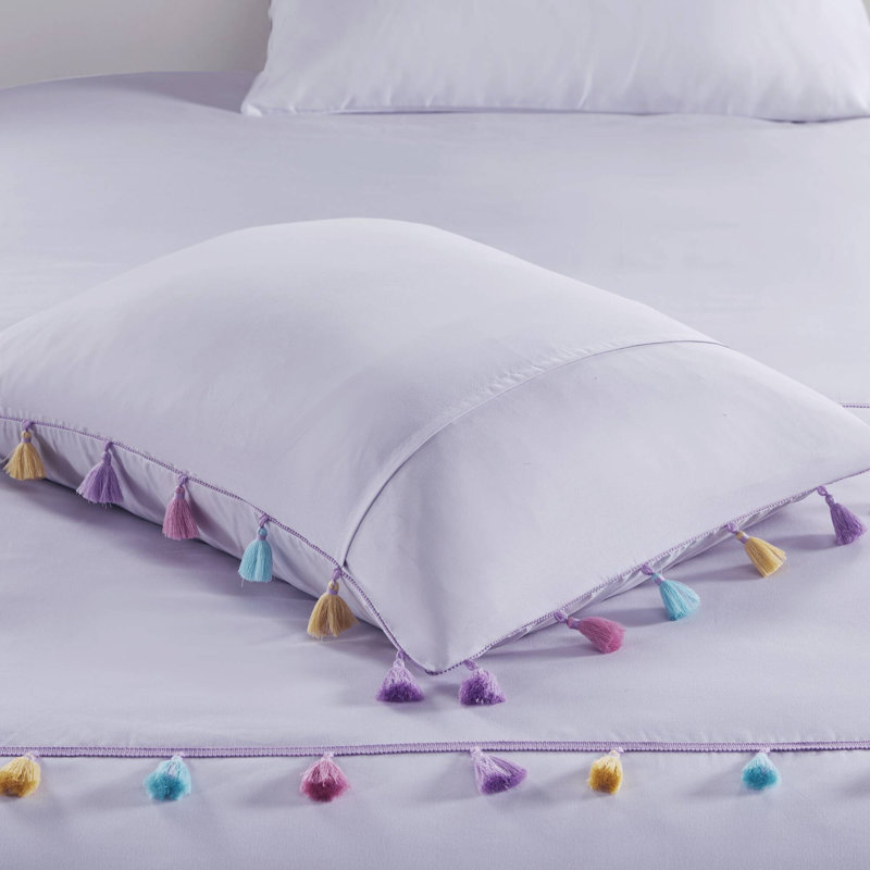 Comforter Set, Twin, Microfiber, 3-Piece, Multicolor, Tassel
