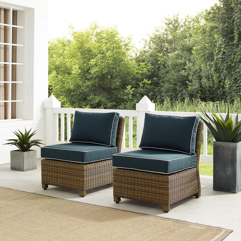 Ensemble de chaises Deo avec coussins, Bleu marine, Brun