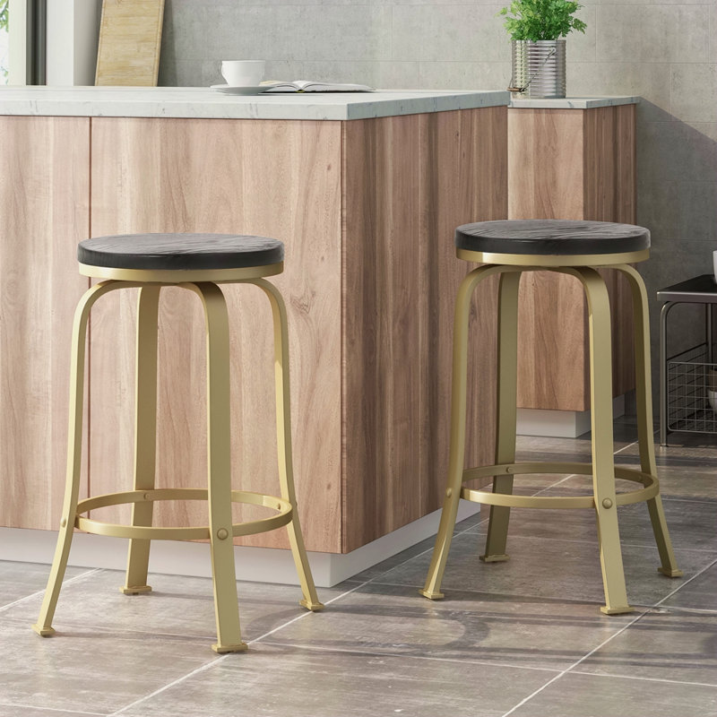 Ensemble de 2 tabourets de comptoir, Doré