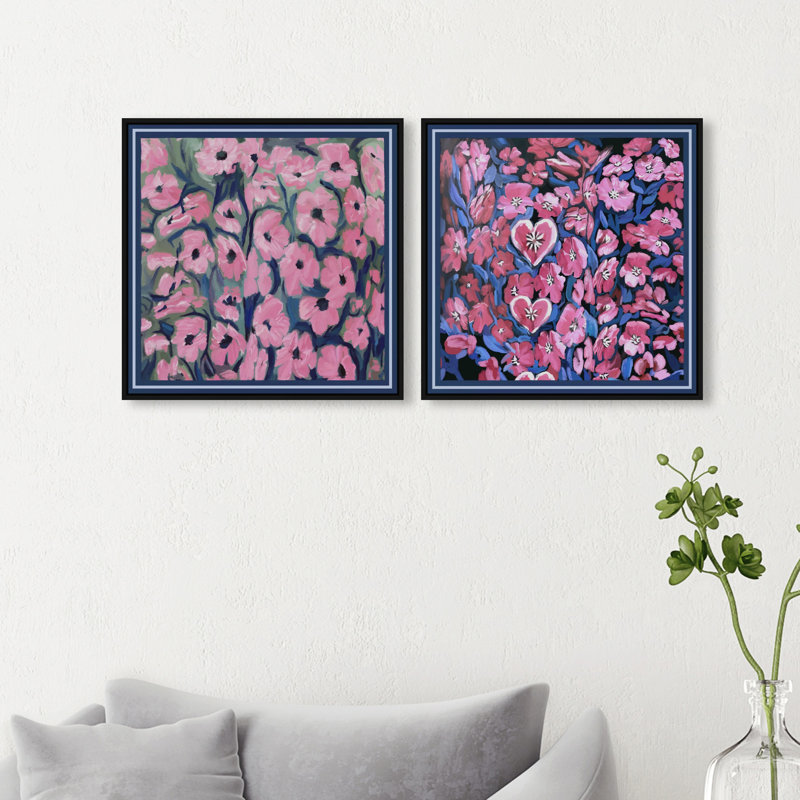 Forever Blooming Set Set by Oliver Gal, 34"H x 34"W, Black Floater Frame