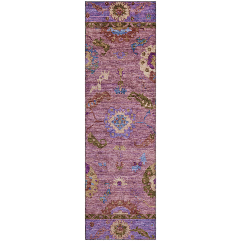 Tapis lavable à la machine de qualité supérieure Mayfield AMF2230, Tapis de couloir 2 pi 3 po x 7 pi 6 po, Rose