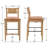 Farmhouse Solid Wood Barstool With Braided Rope Backrest, Upholstered Low Barstool For Bar And Kitchen Island Set Of 2-820363961-820363963