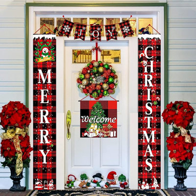 Ensemble de rideau de porte de Noël Christmas Banner (Couplet + Couplet)