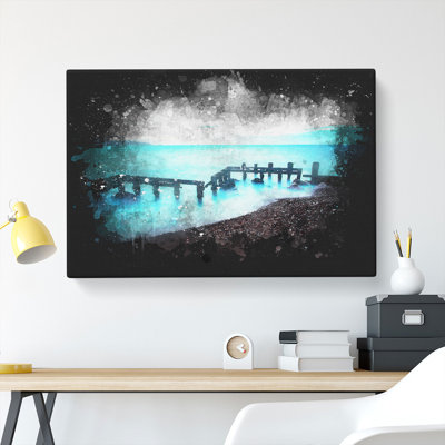 Keyhaven Beach in Hampshire Paint Splash - Wrapped Canvas Graphic Art