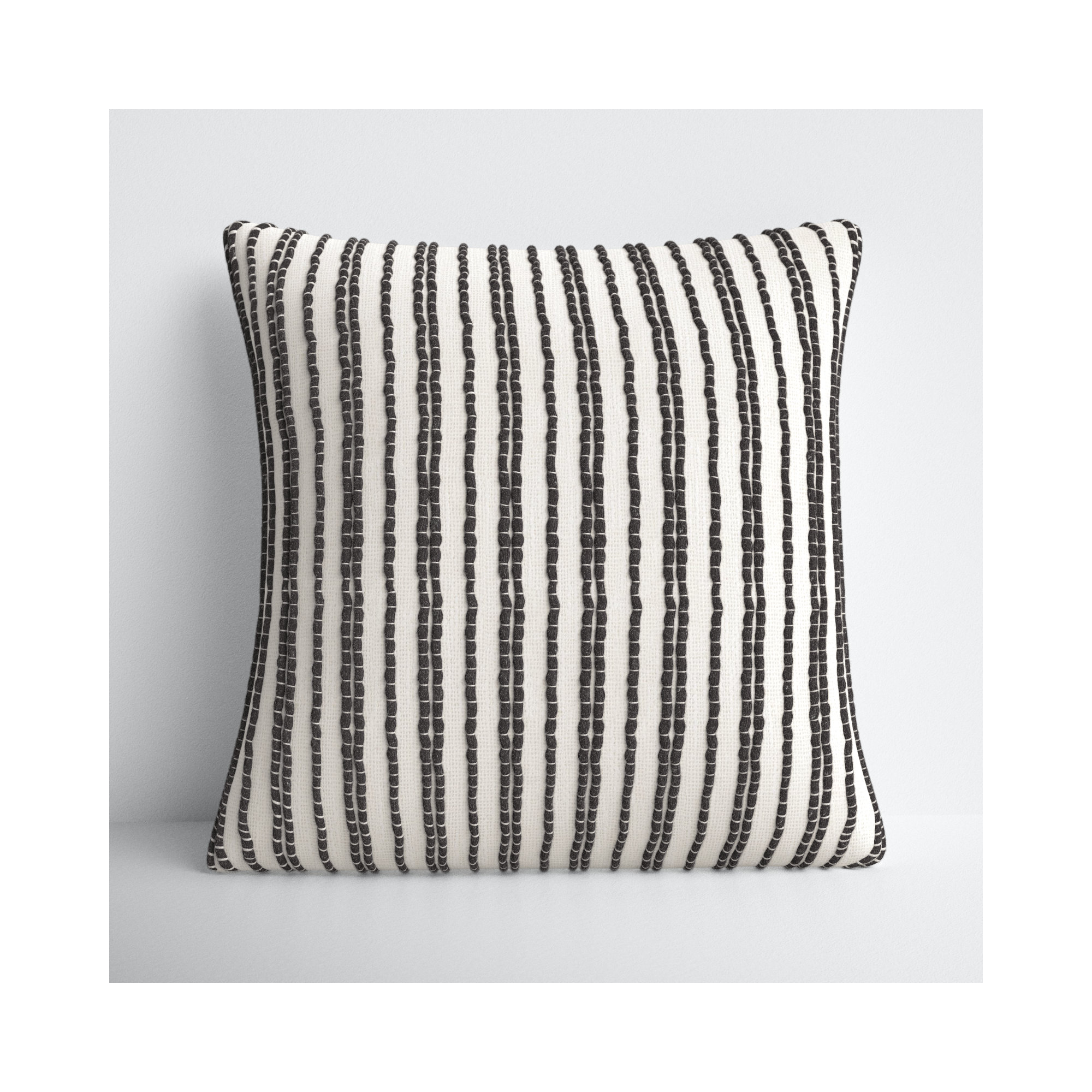 Amora Embroidered Cotton Pillow Cover, Pillow Cover Only - No Insert, White/Dark Gray, 22" x 22"
