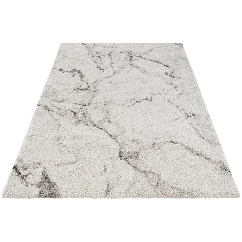 Mayrin Shaggy Cream/Grey Rug, Rectangle 120 x 170cm