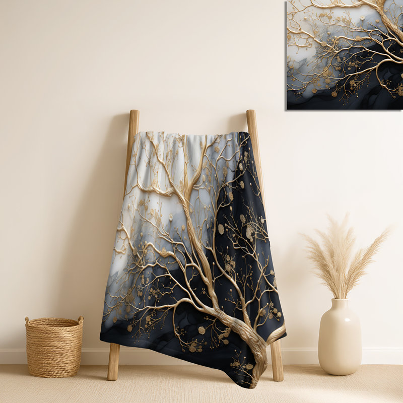 Jeté doré Golden Branch Tree Luminous Tangle III