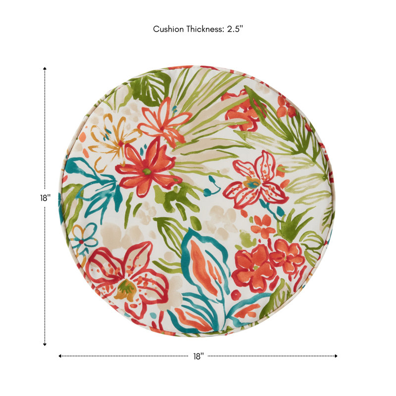 Outdoor Round Dining Chair Seat Pad, Breeze Floral