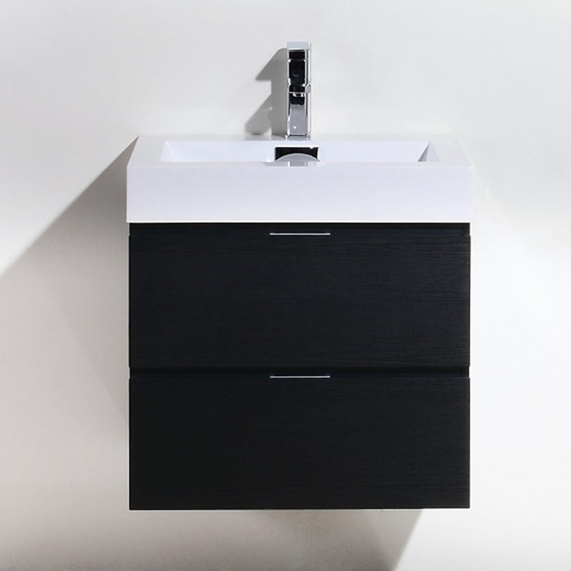 Royka 23.63'' Single Bathroom Vanity with Acrylic Top, Black