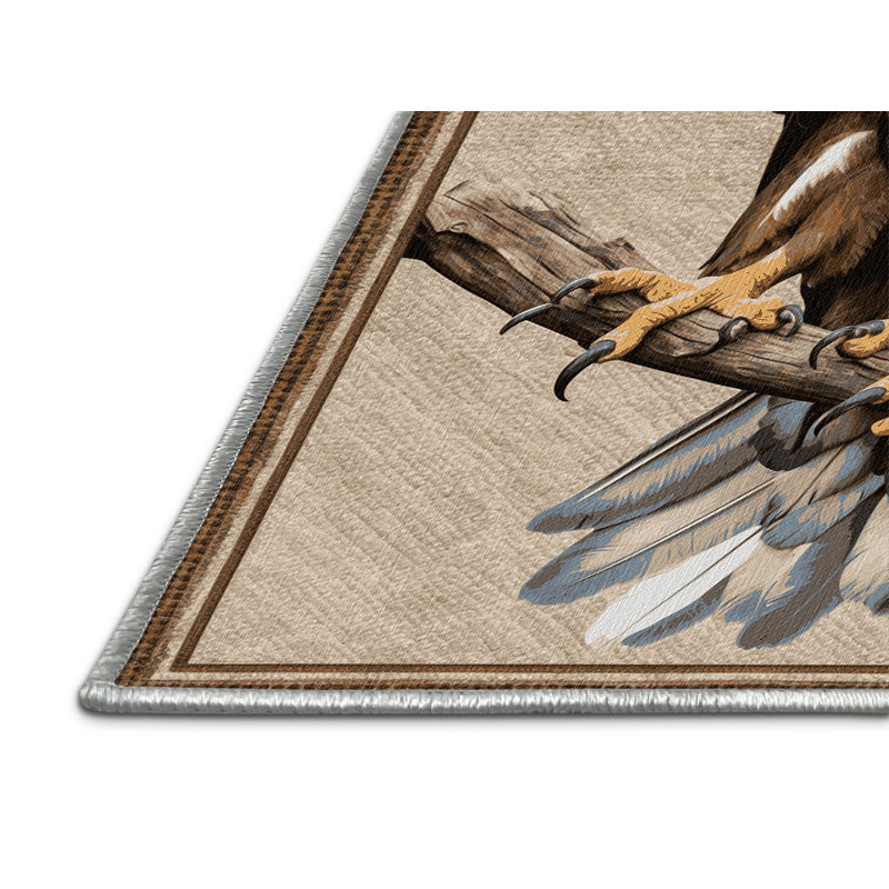 Washable African Fish Eagle Wildlife Area Rug, Square 3'