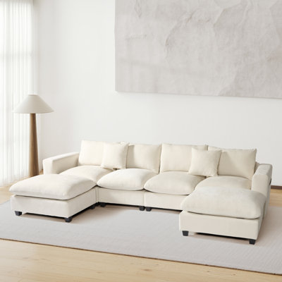 6-Piece Upholstered Modular Sectional With USB Port