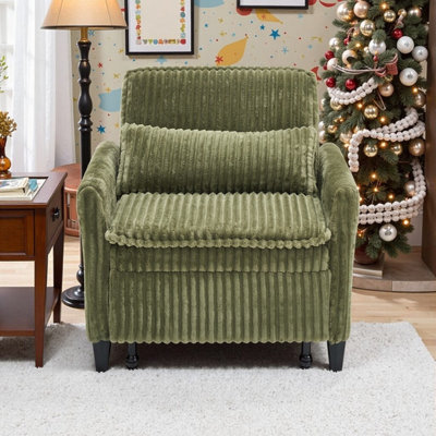 Canapé d'appoint moelleux en velours côtelé avec coussin amovible pour les petits espaces