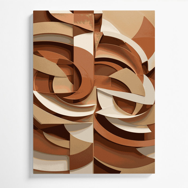 "Abstract Shapes" 83, art mural sur toile brune, H 20 po x l 16 po