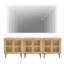 Meuble télé moderne du milieu du siècle, 240 cm de large, en bois, avec rangement pour téléviseurs jusqu'à 254 cm (100 pouces), chêne.-1283441643