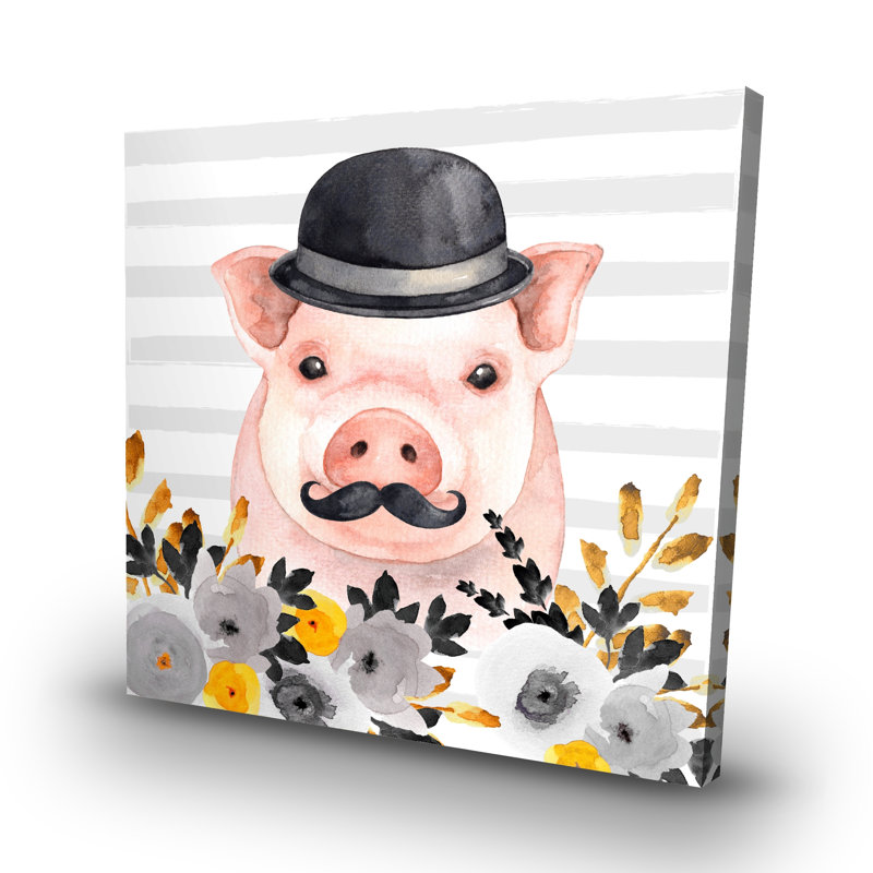 Small detective pig - 32"x32" art on canvas