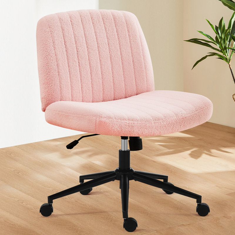 Chaise de bureau, dossier, chaise de bureau sans accoudoirs, pivot réglable, Rose