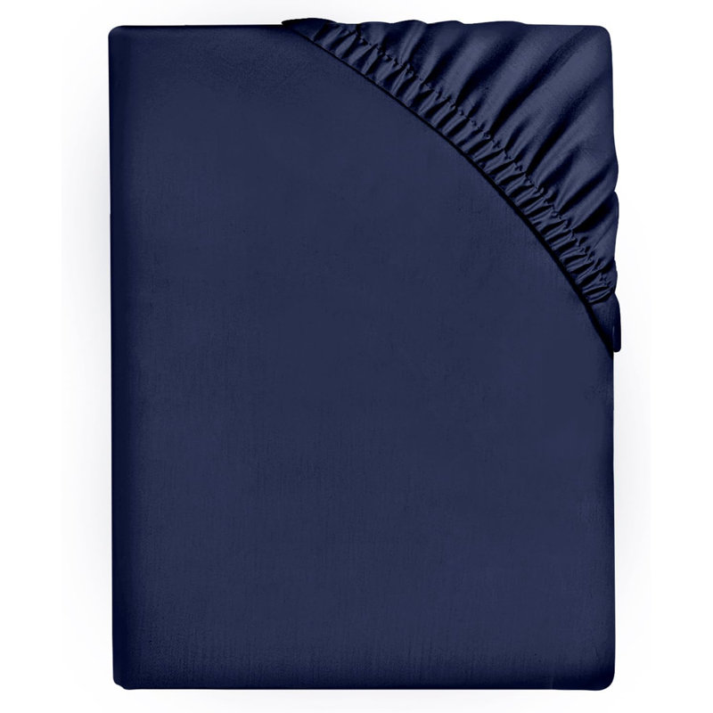 Super Dreamer Fitted Sheet Solid Colour - Polyester Single Double King Size Machine Washable High Quality Yarn Bed Set, Navy