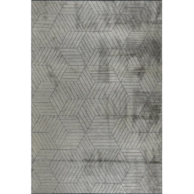 Rapture Beige Gray Geometric Luxury Area Rug