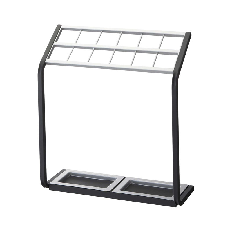 Modern Black and Silver 12-Slot Metal Umbrella Stand