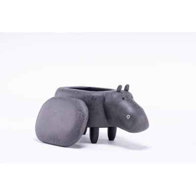 14.17" Wide Faux Leather Hippo Storage Ottoman