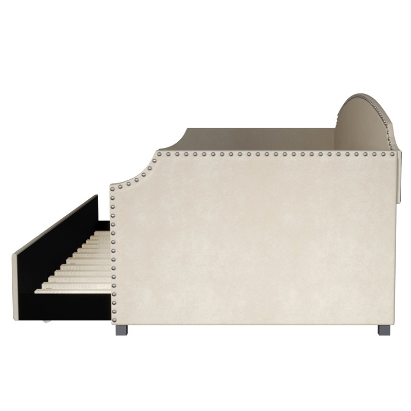 Gerrod Upholstered Twin Daybed, Beige