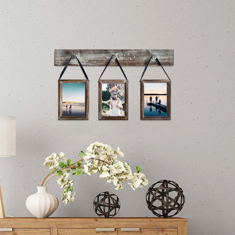 Dorchester Brown Wood Beveled Picture Frame - Set of 3