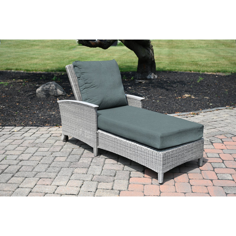 Bella Outdoor Teak Chaise Lounge, Cast Lagoon Sunbrella® Plainweave, Gray
