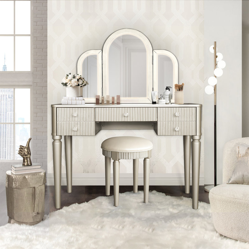 Coiffeuse avec lumière DEL AGODY, Champagne