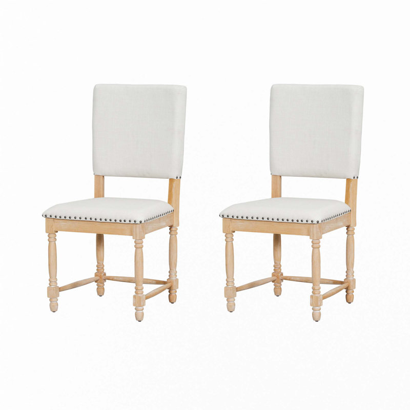 Chaises de salle à manger rembourrées 2 pièces Vintage, Naturel