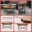 Table basse de salon de 31,4 pouces, table basse moderne en grain de bois naturel faite à la main en forme de tambour, table basse en bois F Smith, table basse à base robuste