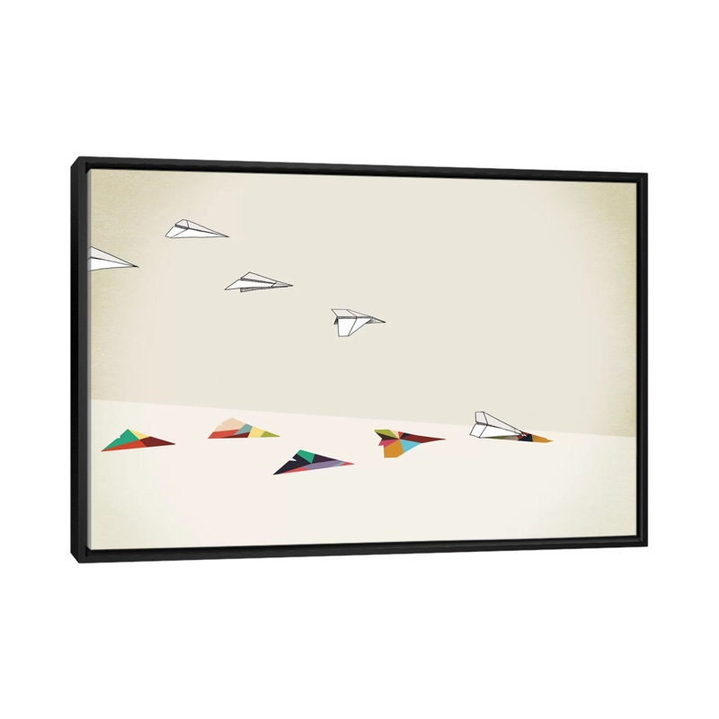 « walking shadows paper plans », impression sur toile, H 18 po x l 26 po x P 1,5 po, Toile avec cadre noir, Pas de tapis