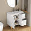 Ensemble de meuble-lavabo moderne 36 po avec lavabo combiné, 2 portes et 2 grands tiroirs, système de fermeture en douceur, conception sans poignée, pieds en bois massif naturel, lavabo en céramique, lavabo en céramique, assemblage facile
