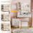 Modern LED Makeup Vanity Desk with Mirror, 5 Drawers, Removable Side Cabinet, Adjustable 3-Mode Light