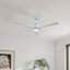  Ventilateur de plafond intérieur / extérieur 52 po Solara, ensemble d'éclairage intégré, ventilateur de plafond avec lumière et télécommande - Nickel brossé avec argent-904751271-904751269