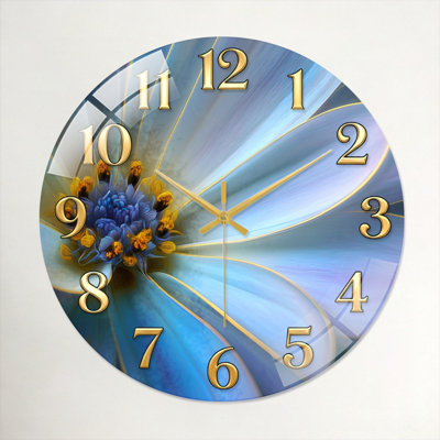 Floral Abstract Modern Decorated Glass Wall Clock Home Decor Art-15.7"