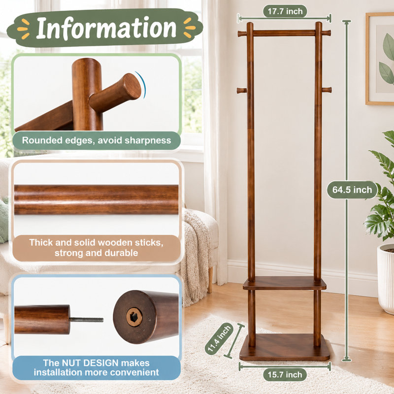 Solid Wood Freestanding 4 - Hook