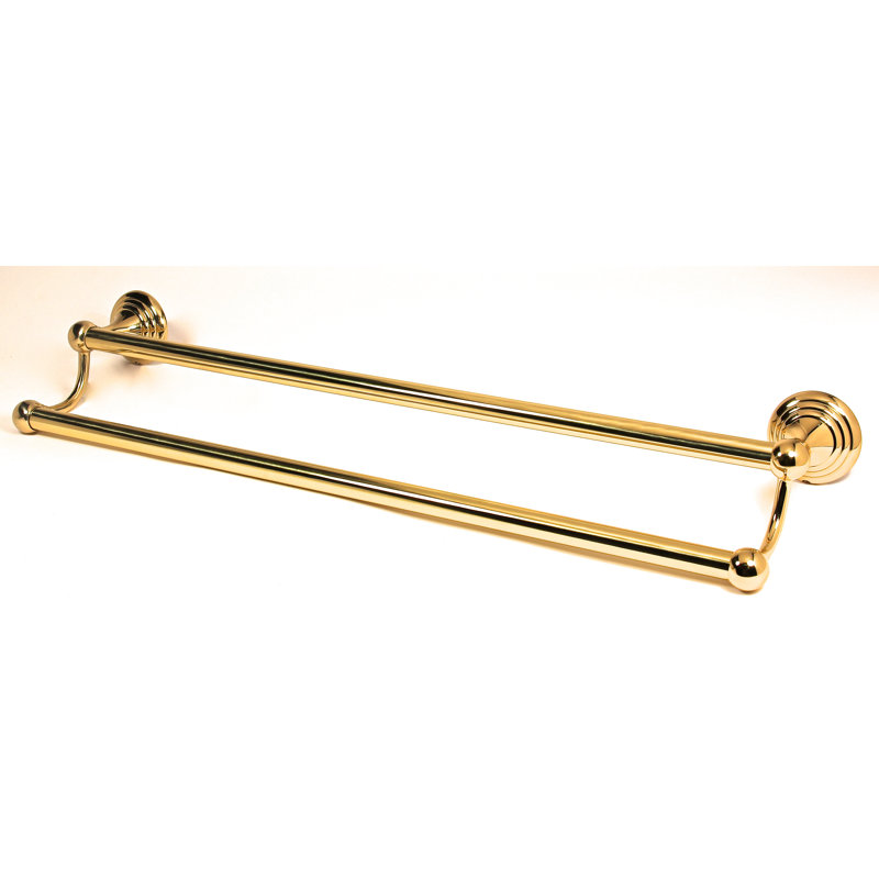 Tansey Double Wall Mounted Towel Bar, Polished Brass