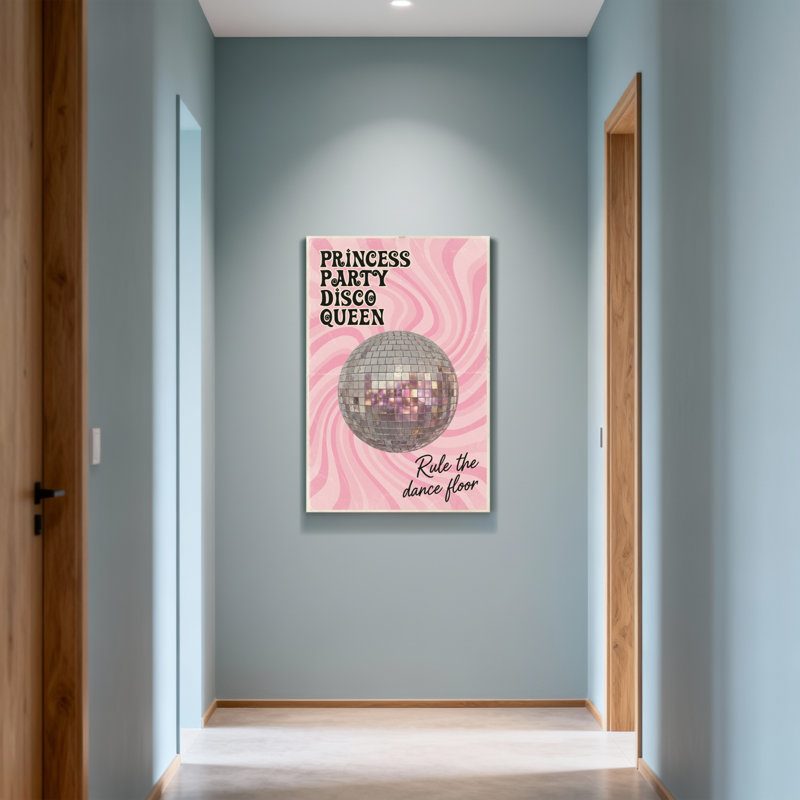 Design de boule disco rose tendance, H 24 po x l 16 po