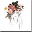 Tête avec fleurs roses (carré) par Patricia Pinto, reproduction-474979689-474979688