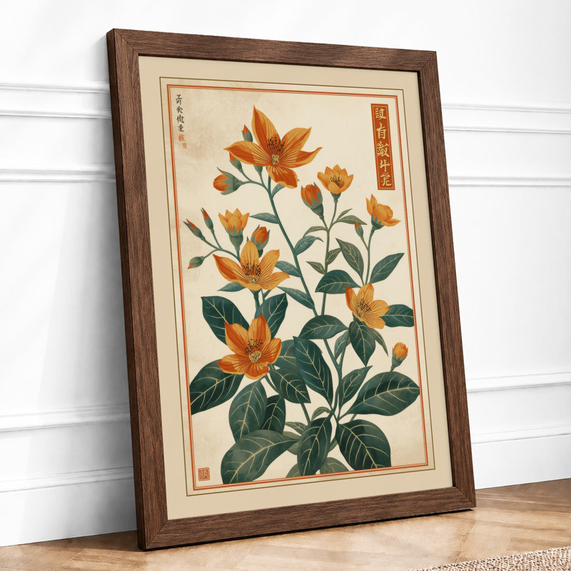 Orange Blossom Study Botanical - Framed Print, A2 - 59.4 x 42.0 cm, Walnut