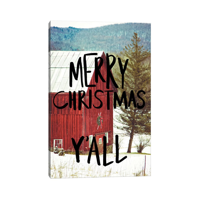 Merry Christmas Yall Black by Kelly Poynter - Wrapped Canvas Gallery-Wrapped Canvas Giclée
