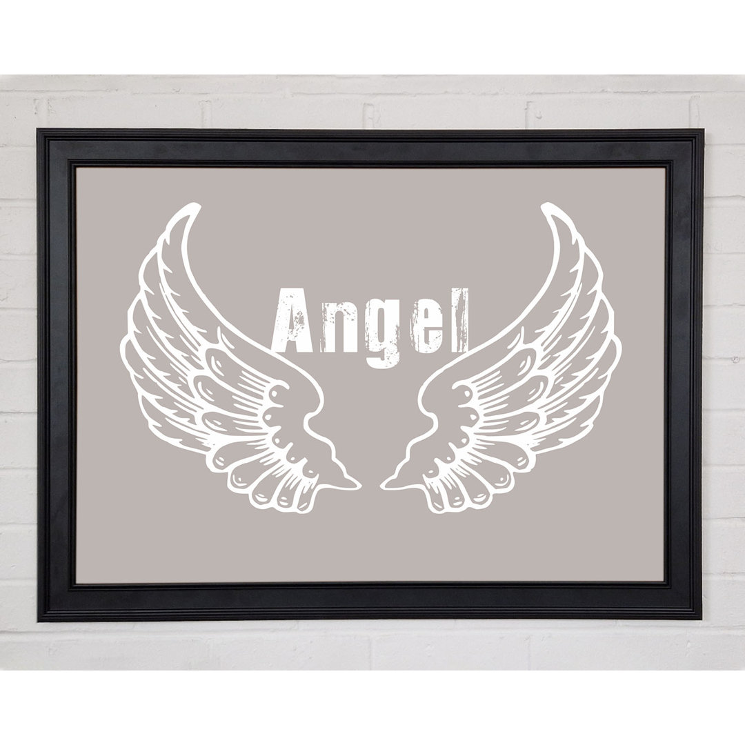 Mädchenzimmer Zitat Angel Wings 2 Beige Gerahmter Druck 10170