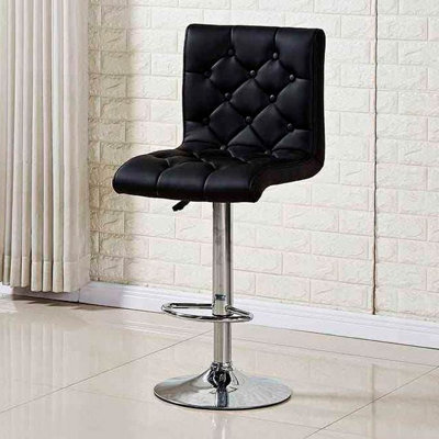 Khui Velvet Adjustable Stool With Chrome Pedestal Base