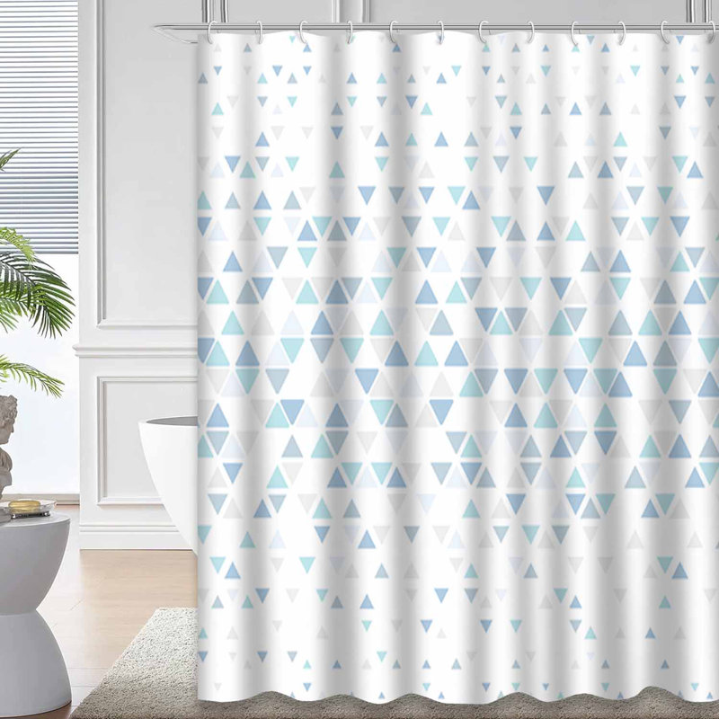 Rideau de douche imperméable en denim moderne bleu et blanc avec 12 crochets, L 72 po x l 72 po