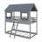 Twin Over Twin Bunk Bed Wood Bed With Roof, Window, Guardrail And Ladder