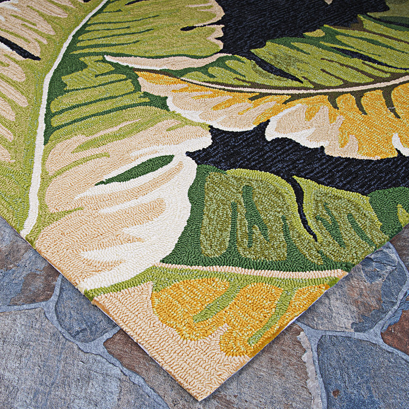 Tapis vert / noir crocheté à la main StowtheWold, Rectangle 3 pi 6 po x 5 pi 6 po