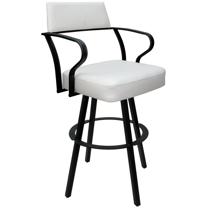 Tabouret de bar pivotant en métal 30 po Vickky, Blanc, Noir